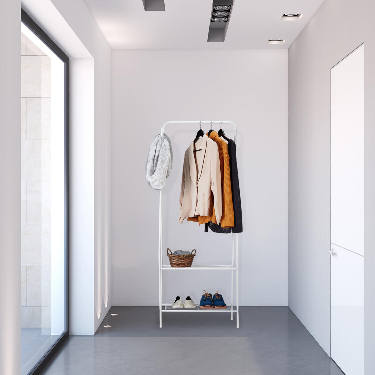KLEIDERSTÄNDER - Weiß, Metall (60/158/33cm) - Relaxdays