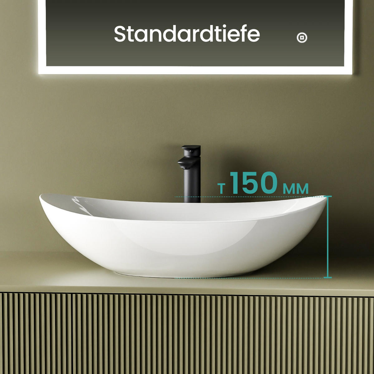 WASCHBECKEN mit pflegeleichter Oberfläche Weiß 61,5 / 36 / 15,5 cm - Weiß, Keramik (36/15.5/61.5cm) - EMKE