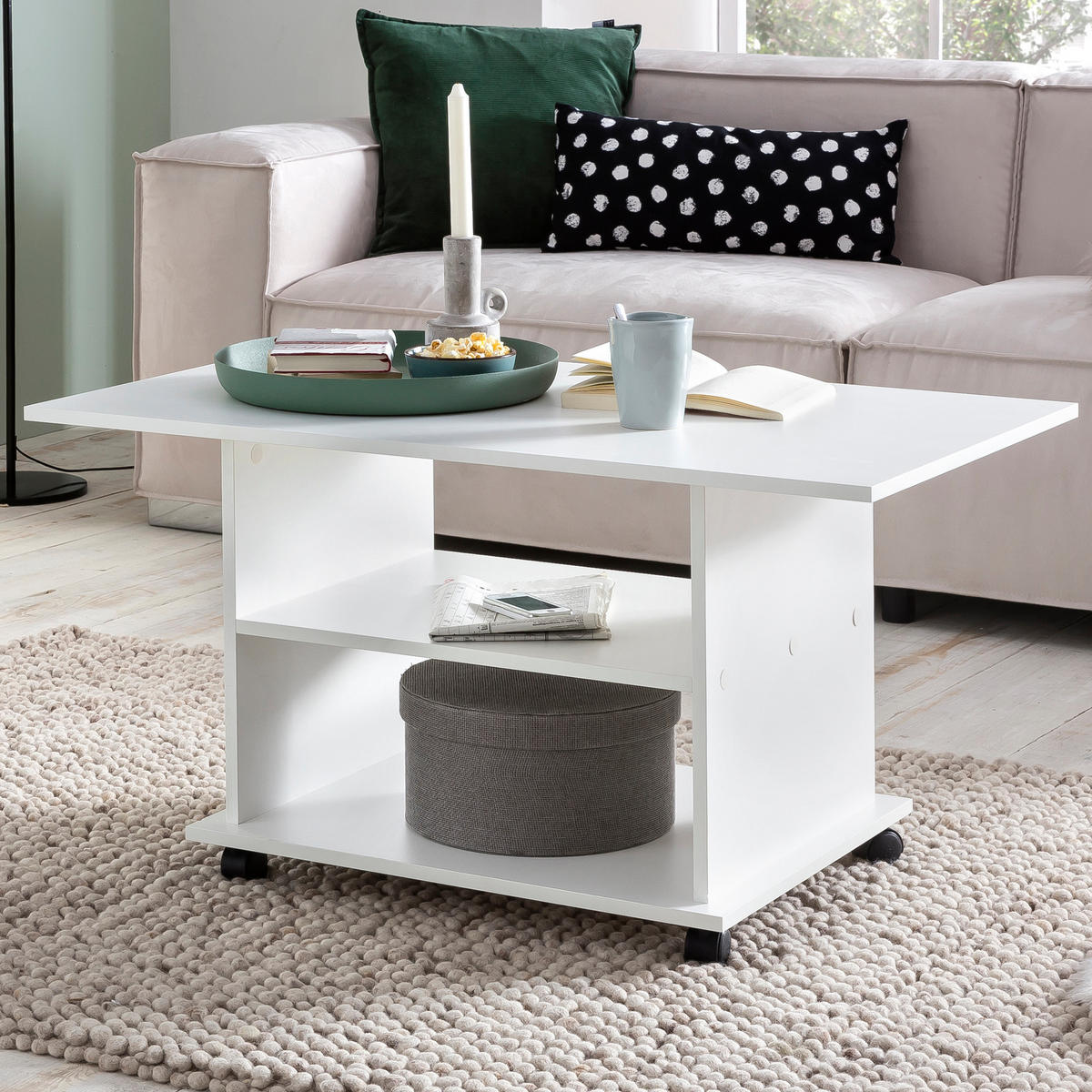 COUCHTISCH eckig ETELA Weiß - Weiß, Holzwerkstoff (95/54.5/51cm) - tinkaro