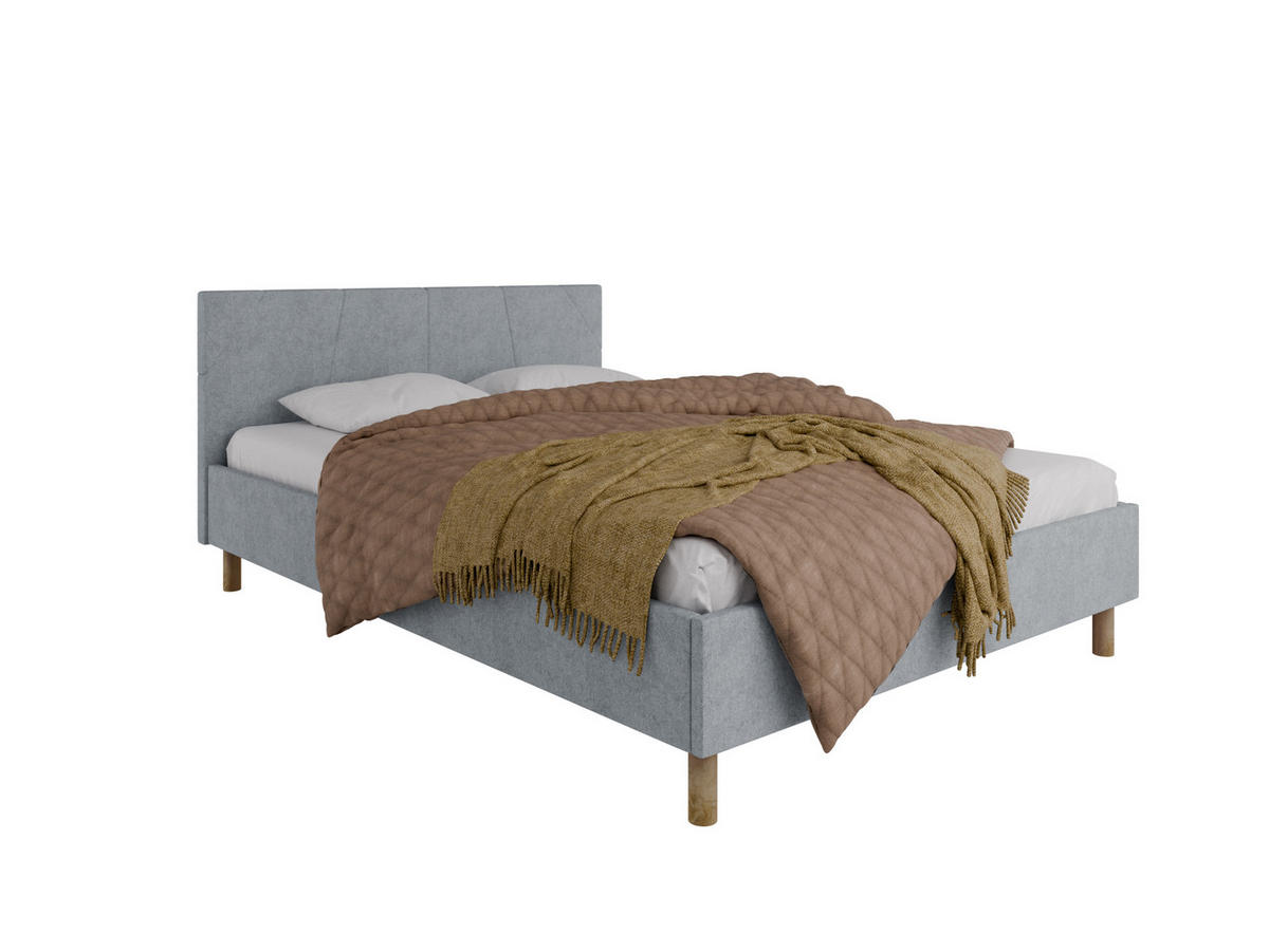 POLSTERBETT ALMORE 160x200cm Elegantes Polsterbett für modernen Wohnstil , Taschenfederkernmatratze LIORA(19cm), hellgrau - Hellgrau, Holz (140/200cm) - Panda Möbel