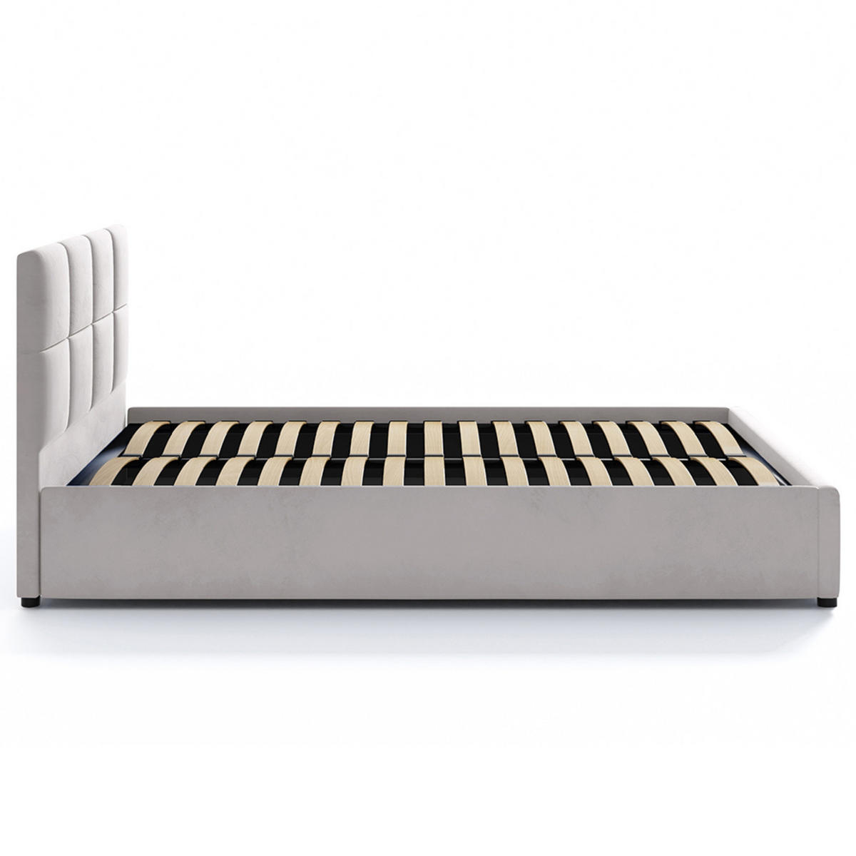 POLSTERBETT 140x200 cm in Samt beige - Beige, Textil (140/200cm) - Home Collective