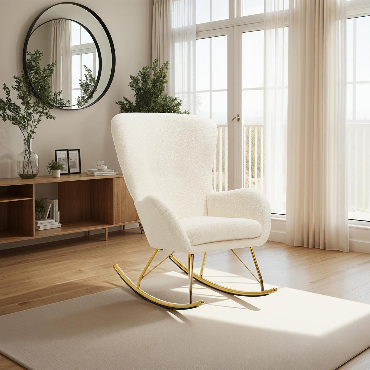 SCHAUKELSTUHL Swing,70 x 93 x 100 cm, Belastbarkeit 120 kg,creme/gold - Goldfarben/Creme, Kunststoff (70/100/93cm) - tectake