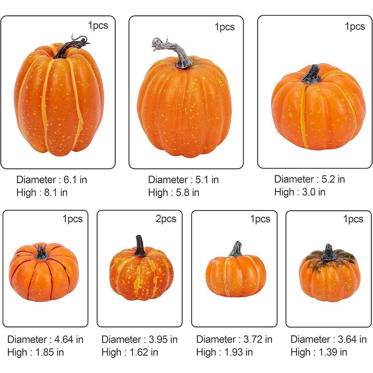 KÜRBIS-SET 8-teiliges Set Orange - Orange, Kunststoff (9cm)