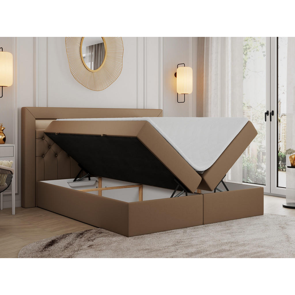 Thumbnail - MKS Boxbett, Braun, Textil, 2-Sitzer, H3, Rechteckig, 200x200 cm, Schlafzimmer, Betten, Boxspringbetten