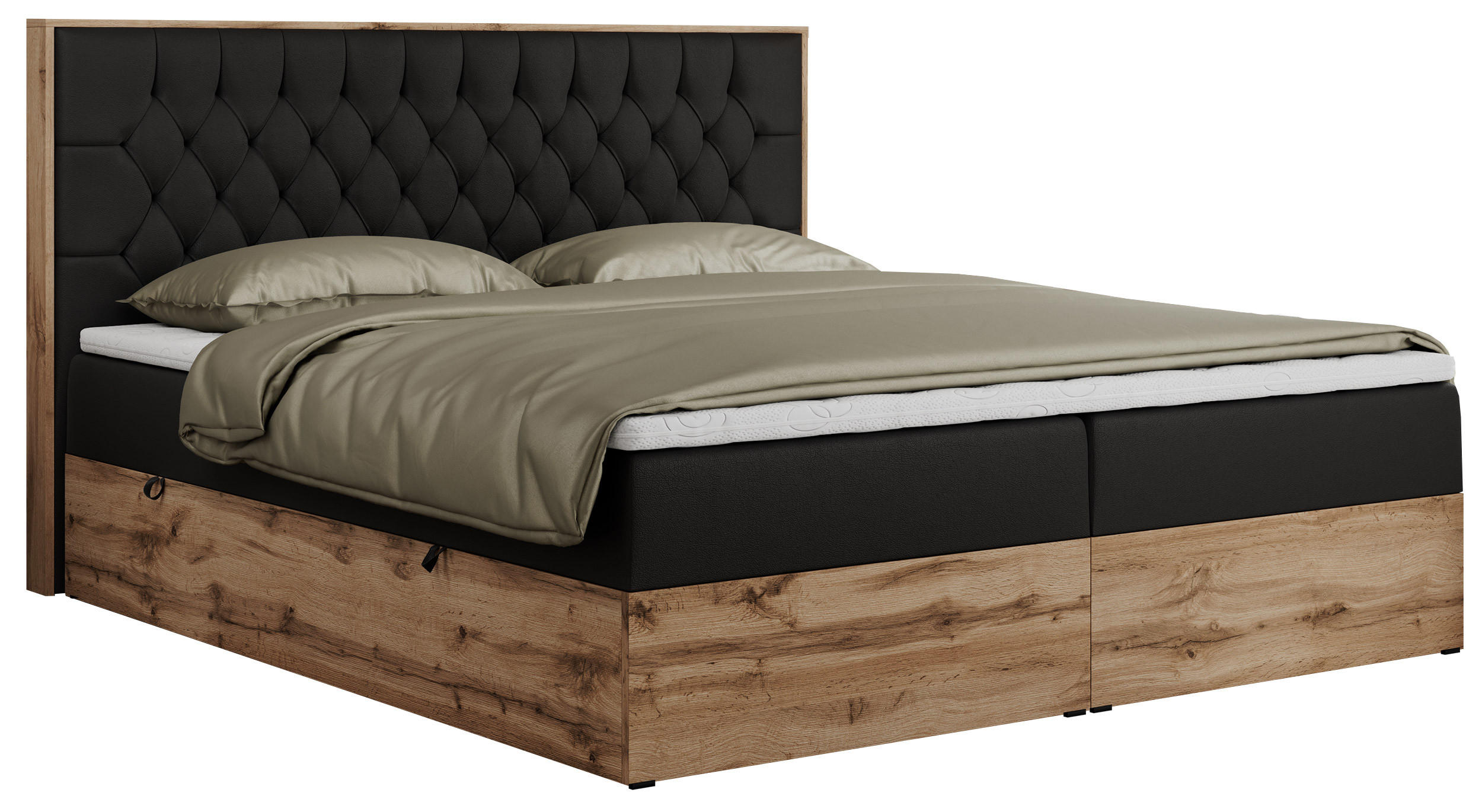 BOXBETT AMORE 140/200 Schwarz Velvet - H3 - Schwarz, Holz/Textil (140/200cm) - MKS