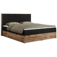 BOXBETT AMORE 160/200 Schwarz Velvet - H3 - Schwarz, Holz/Textil (160/200cm) - MKS