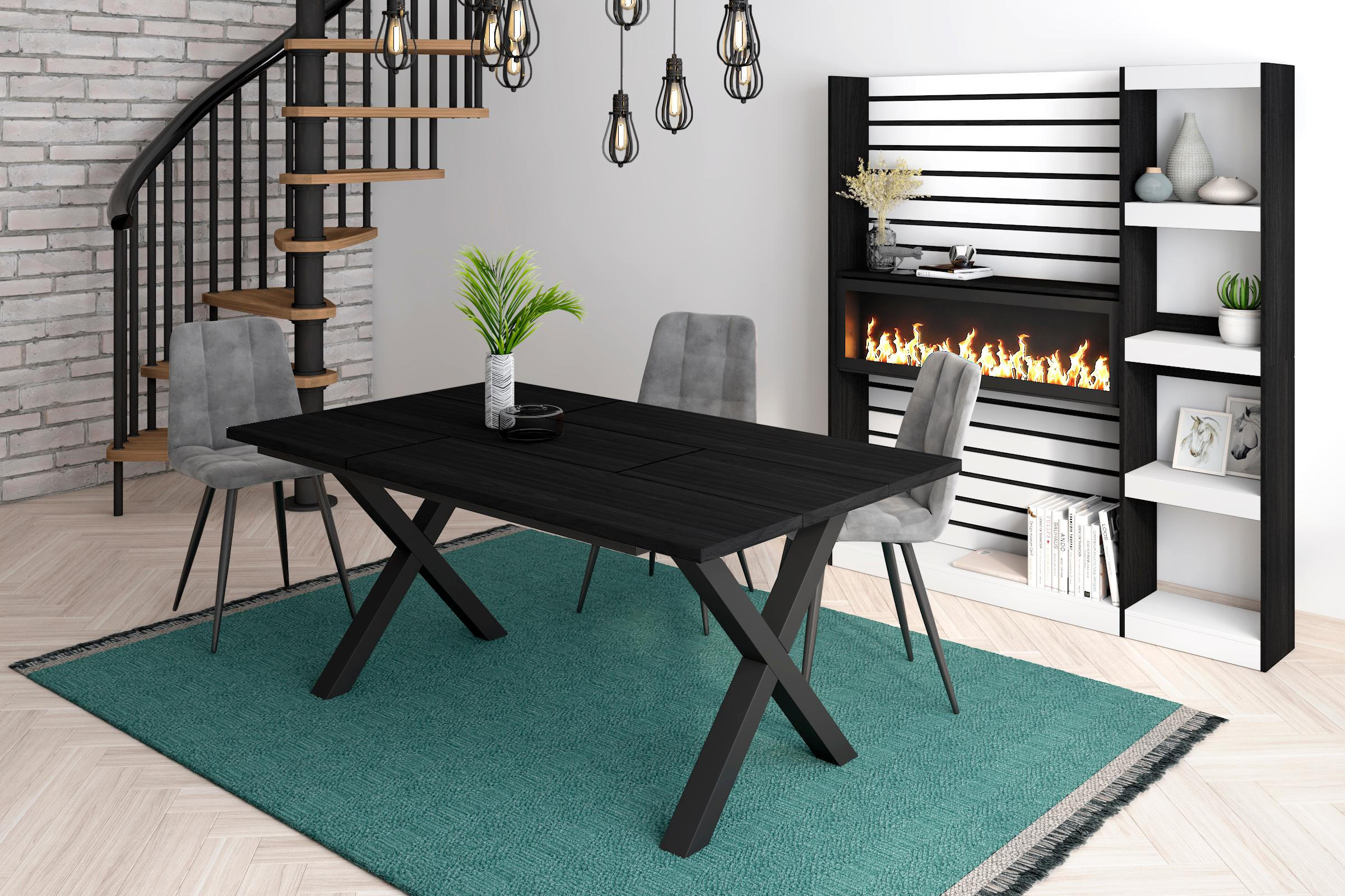 ESSZIMMERTISCH für 8 Gäste, schwarz, 167/90/75cm - Schwarz, Holzwerkstoff (90/167/75cm) - Skraut Home