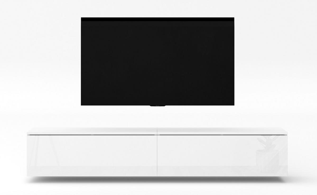 LOWBOARD Loriano 2x100 Weiß Matt, Hochglanz 200/34/32 cm – TV Schrank - Weiß, Holzwerkstoff/Kunststoff (200/34/32cm) - AX Living