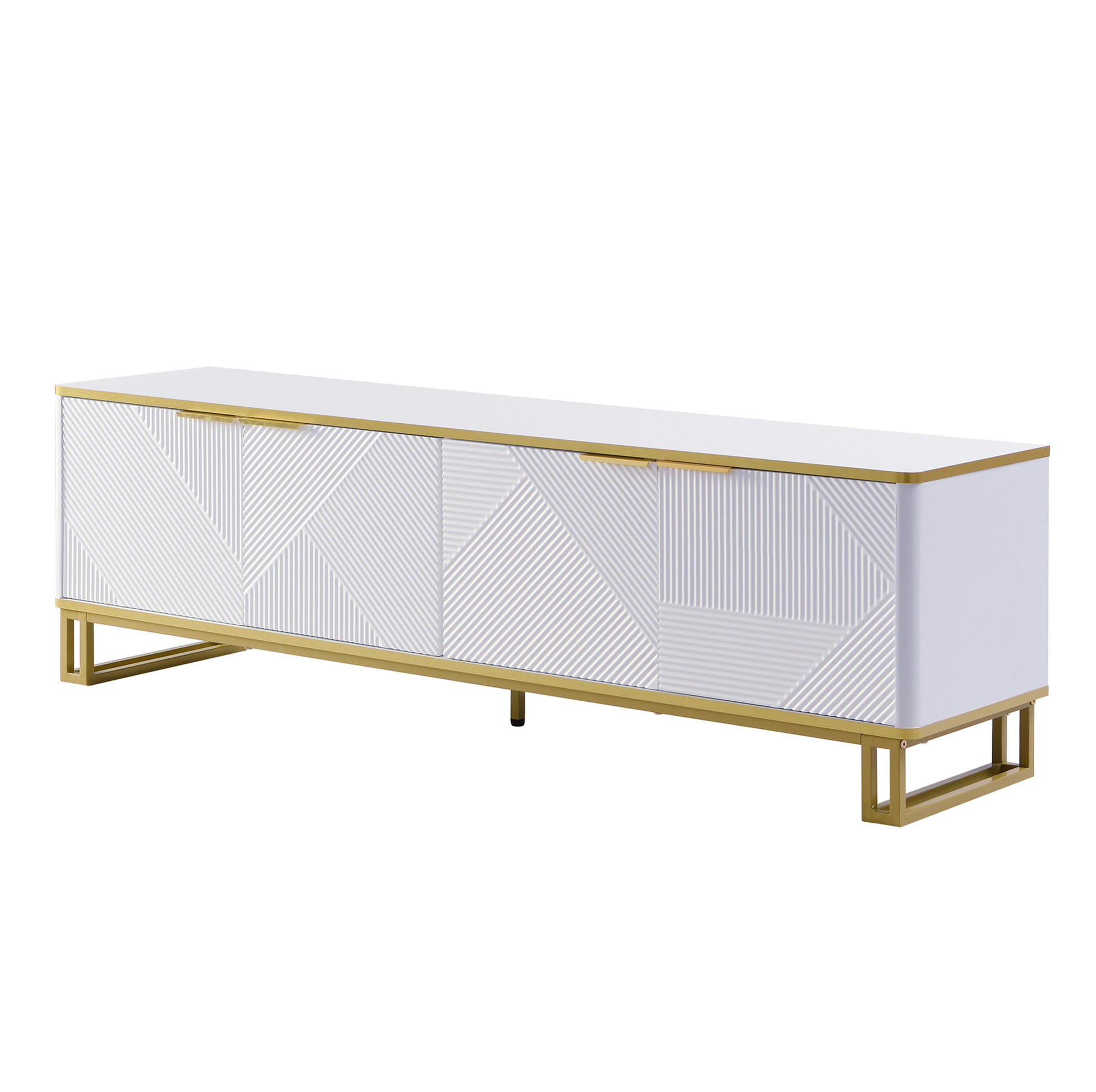 TV-SCHRANK mit 4 Türen 160 x 37,5 x 48 cm Weiß MDF - Weiß, Holzwerkstoff (37.5/48/160cm) - Beauniv