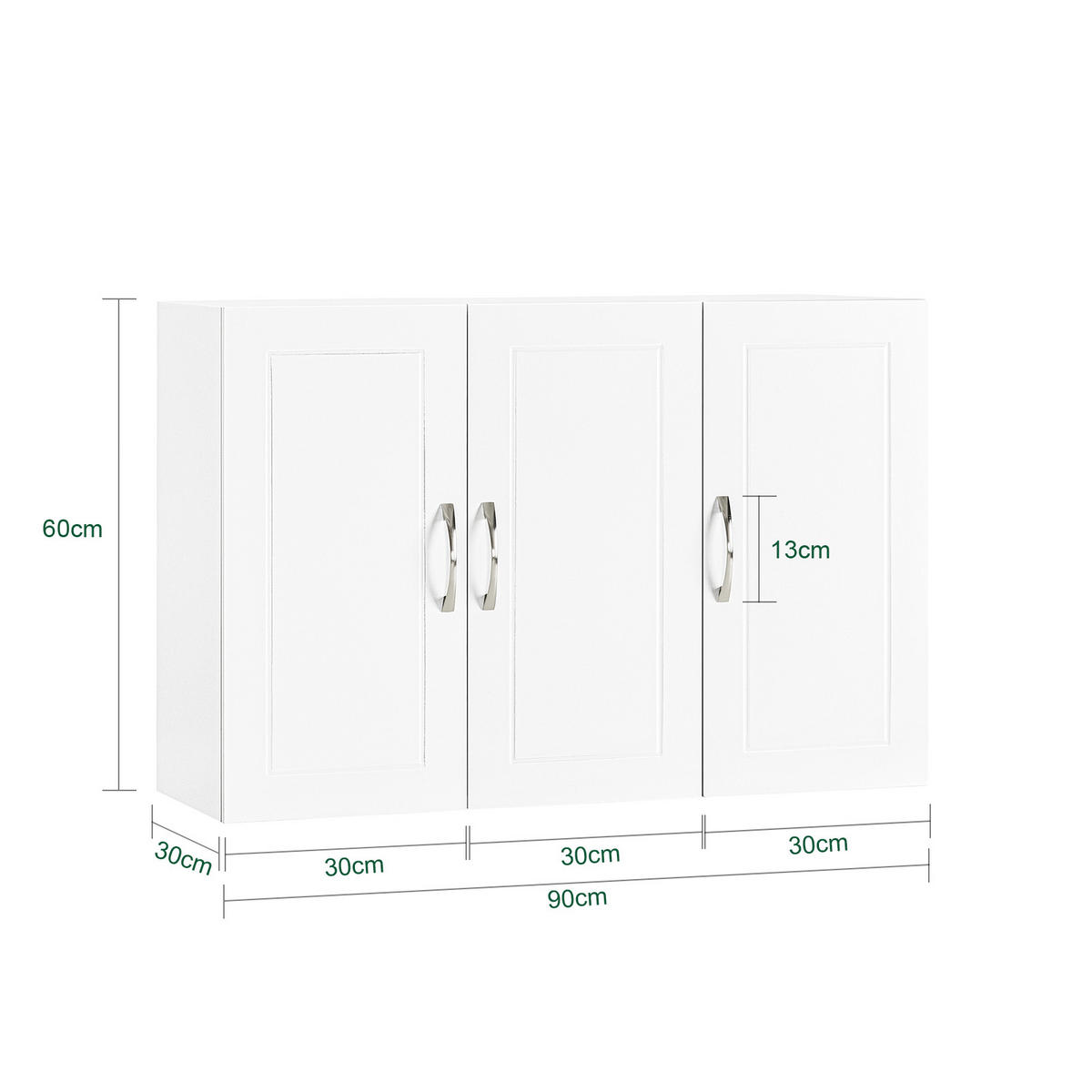 HÄNGESCHRANK mit Verstellbarem Regal, 90x60x30cm, Weiß - Weiß, Holzwerkstoff (90/60/30cm) - SoBuy