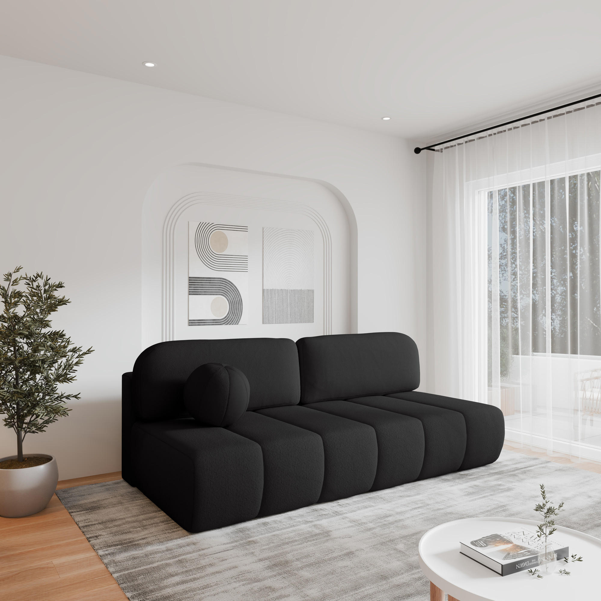 SCHLAFSOFA - Fluffy - Schwarz (Anthology 19) - Schwarz, Holz (210/88/104cm) - Möblo