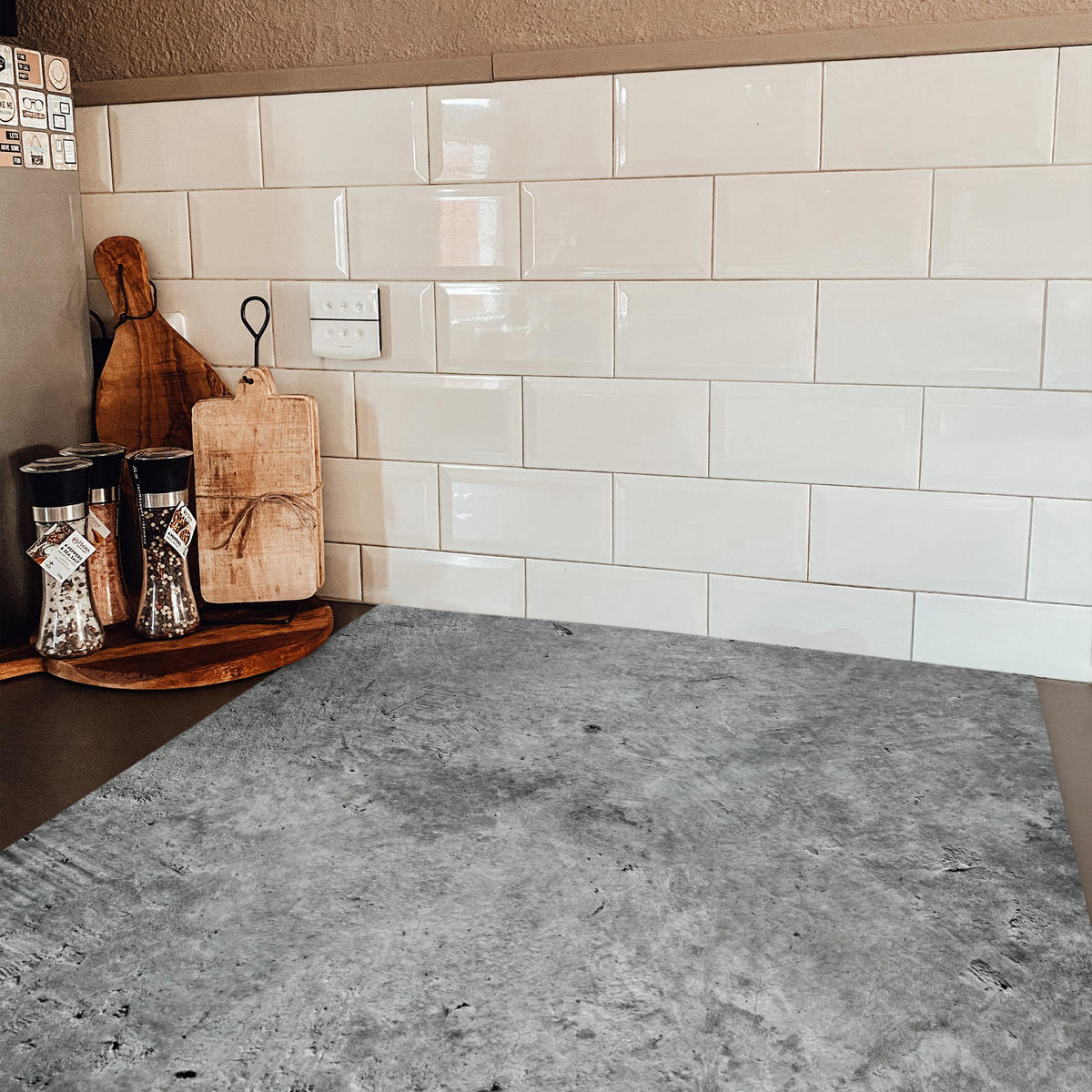 HERDABDECKPLATTE Beton - Schiefer - Grau -Betonstruktur Induktionsmatte 78x78 cm - Grau, Kunststoff (78/78/0.2cm) - MuchoWow