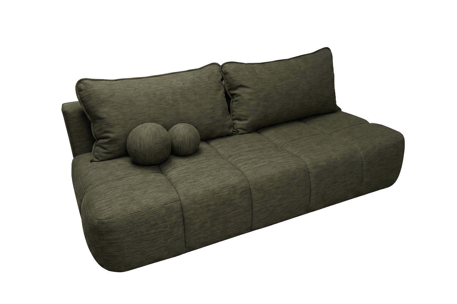 POHOVKA S funkcí spaní A úložným prostorem, strukturovaná látka Verita, Olivová, COCO - olivově zelená, dřevo (205/97/105cm) - Kaiser Möbel
