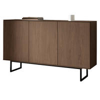 SIDEBOARD in Nussbaum 150 x 90 cm, Kommode mit Push-to-Open - Nussbaumfarben/Schwarz, Holzwerkstoff/Metall (150/90/40cm) - Furn.Design