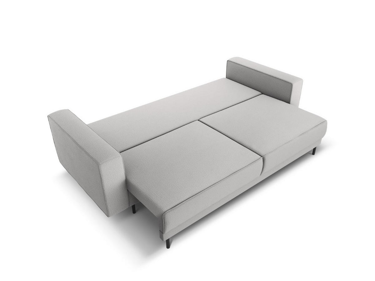 AUSKLAPPBARES-SOFA mit Bettkasten Caro aus strukturiertem Stoff hellgrau 3 Sitzplätze - Hellgrau, Textil (97/93/236cm) - Micadoni