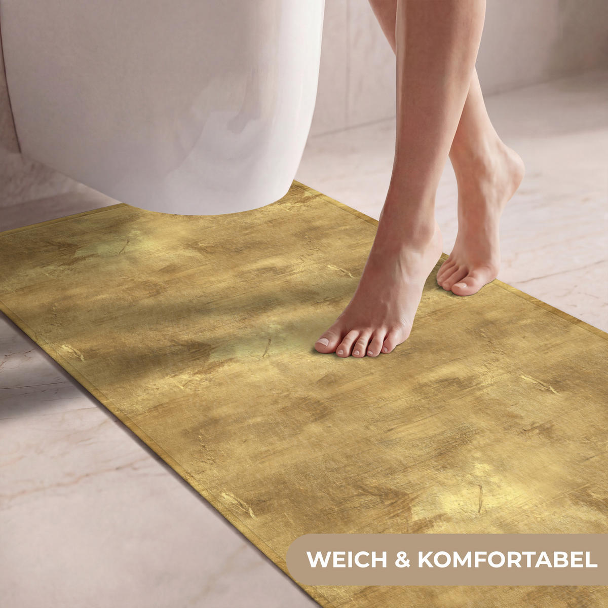 WC-VORLEGER Industriell - Textur - Gold Toilettenvorleger 60x120 cm - Goldfarben, Kunststoff/Textil (60/120cm) - OnlyWow