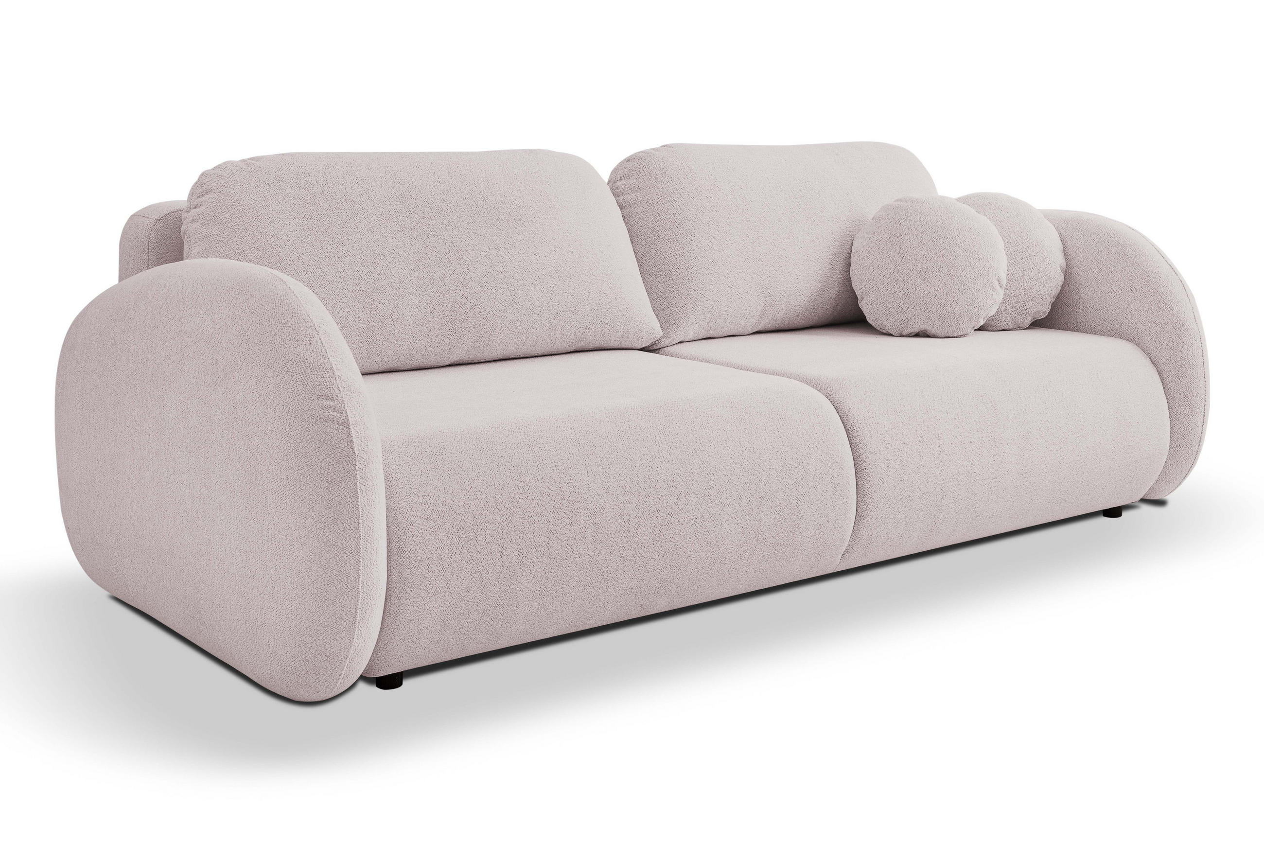 SOFA LOOP Schlaffunktion & Bettkasten PUR-Schaum Schwarze Kunststofffüße skandinavischer Stil lose Rückenkissen freistehend 234x112x86 cm Rose - Rosa, Holz/Textil (234/86/112cm) - DomoHome