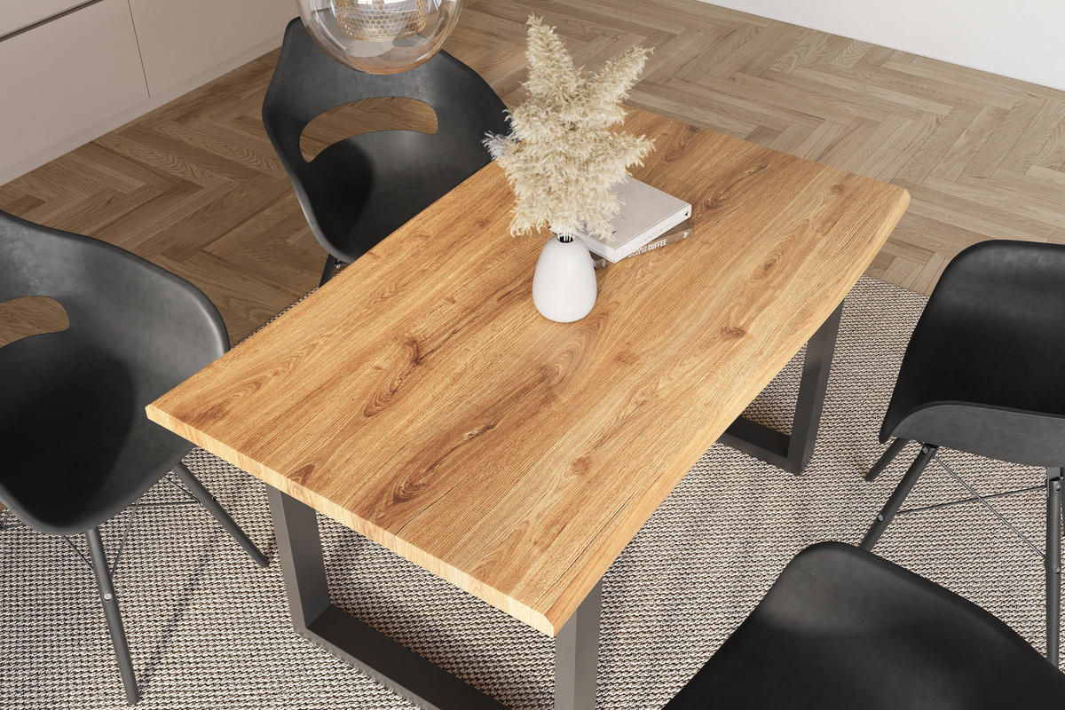 ESSTISCH JULIUS U - Wildeiche/Eichefarben, Holz (80/140/77cm) - SAM