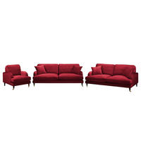 POLSTERGARNITUR (3-2-1) - Samt - Bordeaux, Textil (211/85/96cm) - home24