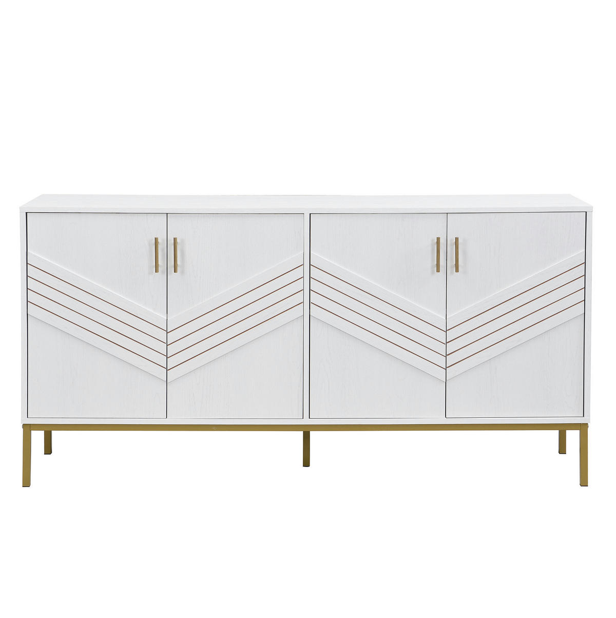 SIDEBOARD aus MDF in Weiß/Holzoptik mit 4 Türen und höhenverstellbaren Böden, 160/40/80,5 cm, Weiß/Holzoptik - Weiß, Holzwerkstoff (40/80.5/160cm) - Redom