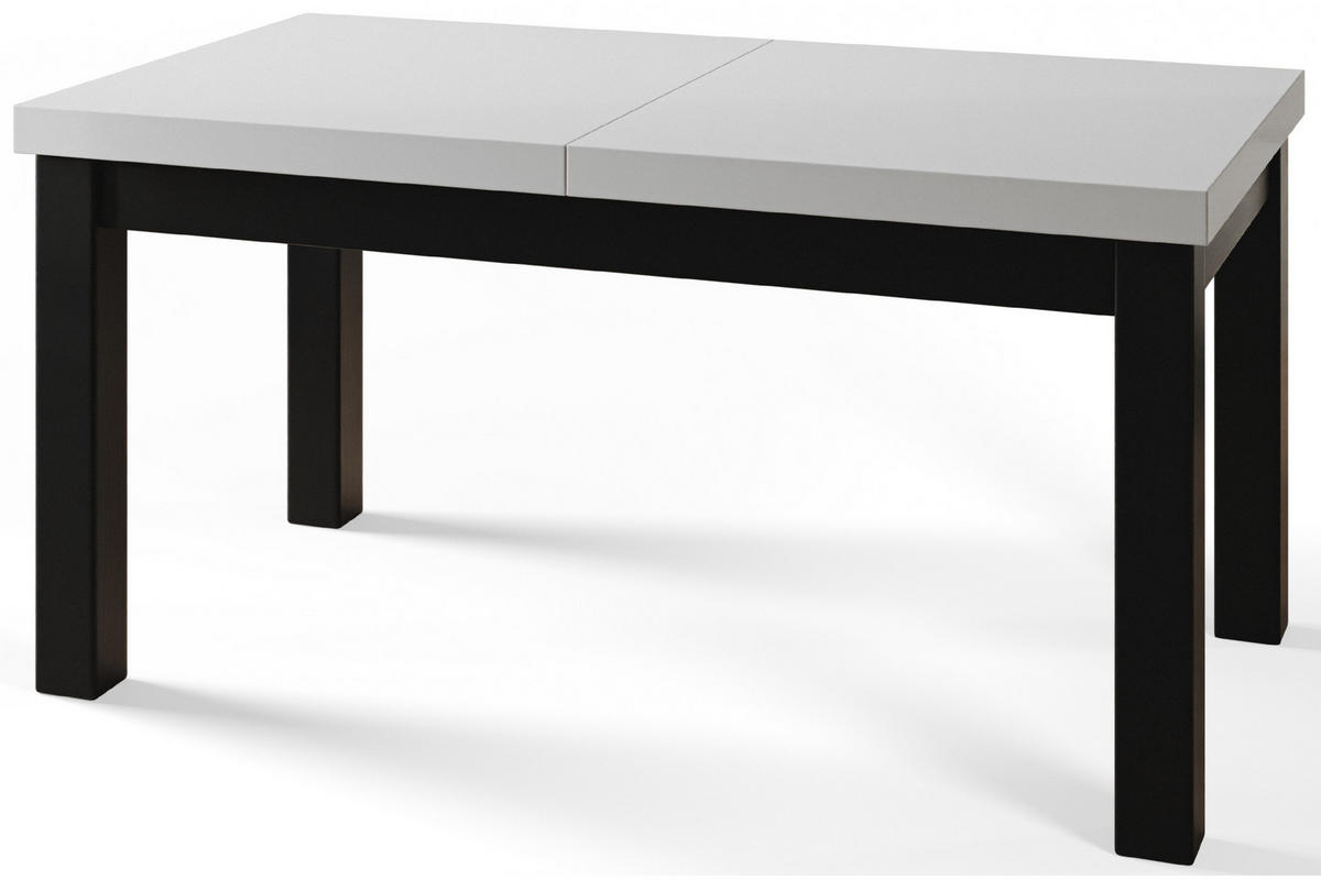 ESSZIMMERTISCH CLASSIC, ausziehbarer Tisch 140-180X80X78 cm, Farbe: Weiß, mit Holzbeinen in Farbe Schwarz - Schwarz/Weiß, Holzwerkstoff (140/80/78cm) - Alpi-Möbel