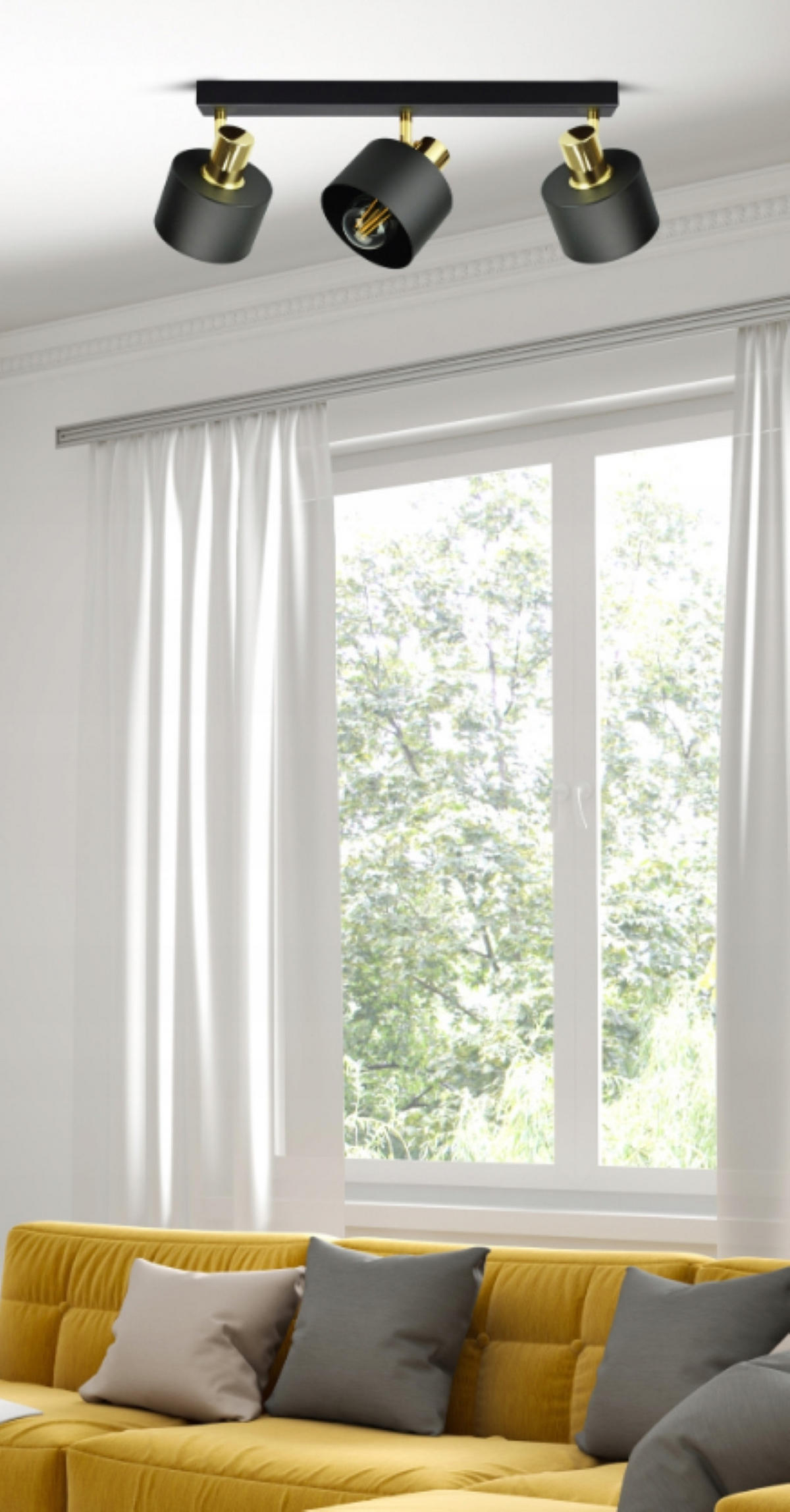 DECKENLEUCHTE BLACKSPOT - Goldfarben/Schwarz, Metall (12/60/20cm) - kiki design