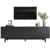 TV-SCHRANK in Schwarz mit 4 Push-to-Open Türen 175/38/56 cm - Schwarz, Holzwerkstoff (175/56/38cm) - Redom