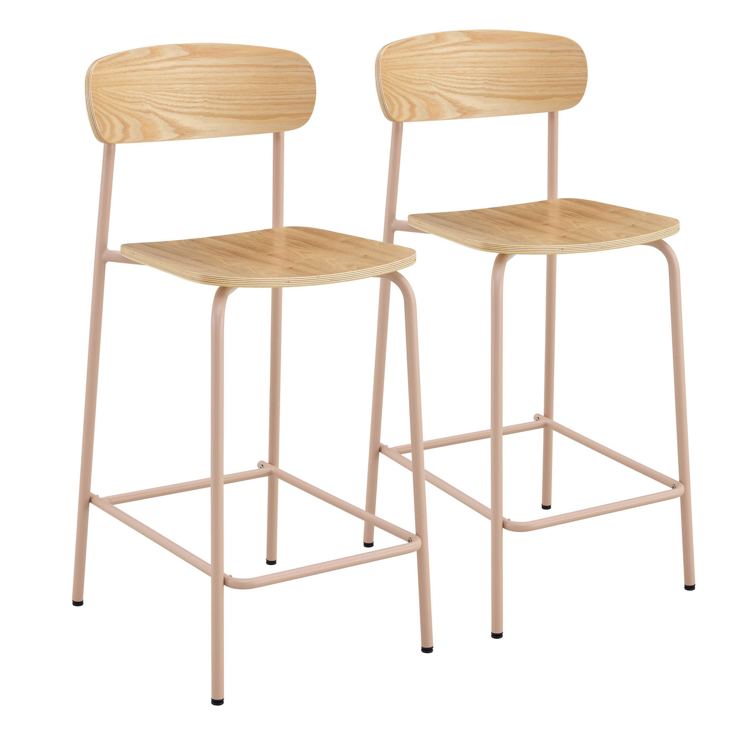 BARSTUHL 2-tlg., Rosa - Pink, Metall (42/96/50cm) - Oviala