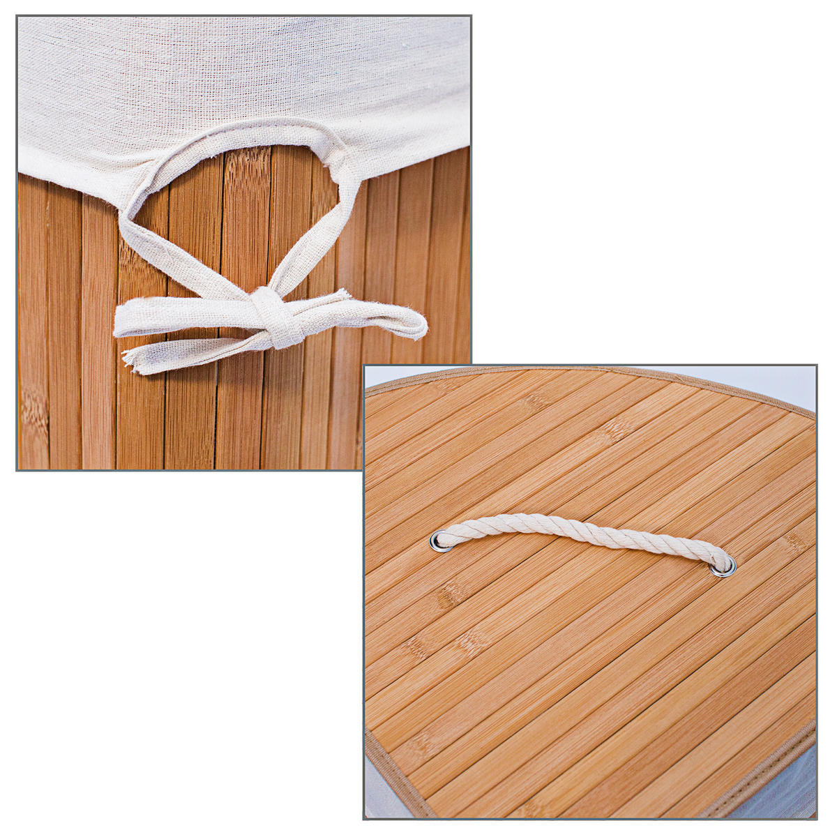 ECKWÄSCHEKORB - Hellbraun, Holz/Textil (49.5/65/37cm) - Relaxdays