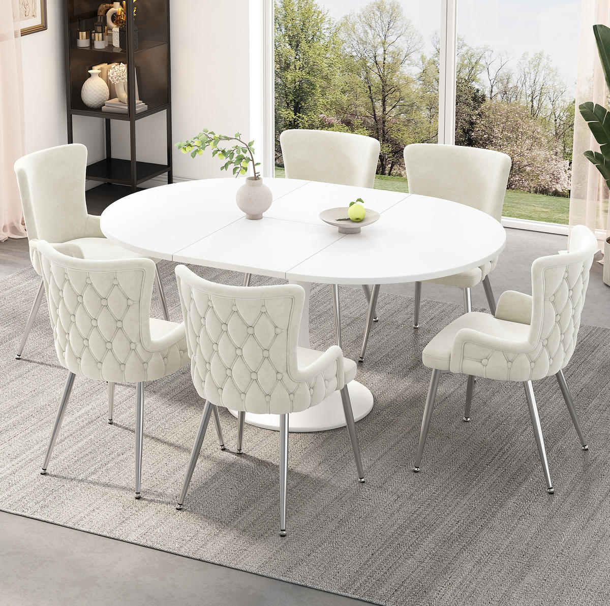 ESSZIMMERSTUHL 2er-Set Samt Beige mit Metallbeinen - Beige, Metall (47/85/49cm) - Meubliv