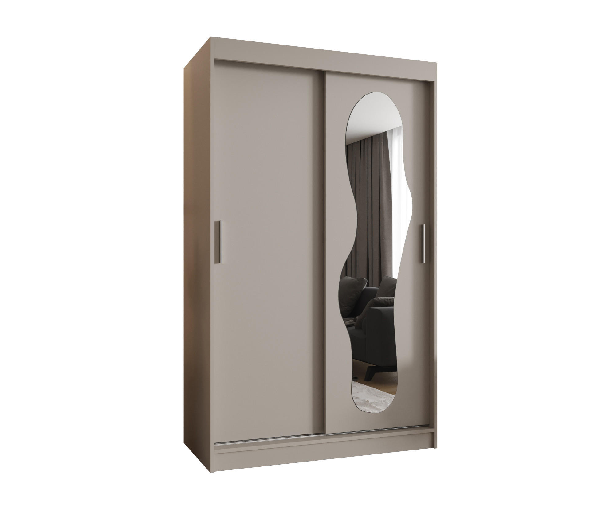 SCHWEBETÜRENSCHRANK 200/120/62 2-türig - Kaschmir/Silberfarben, Holz (120/200/62cm) - MÖBEL KRYSPOL