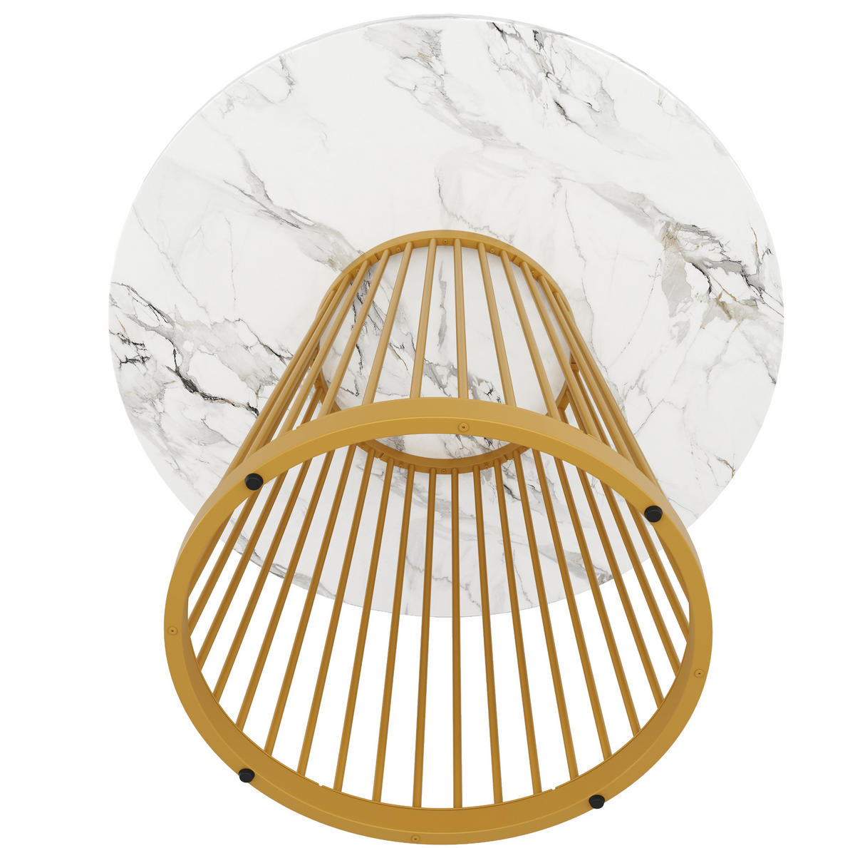 ESSTISCH 80/76/80 cm Weiß/Goldfarben aus MDF und Metall mit verstellbaren Füßen - Goldfarben, Holzwerkstoff (80/80/76cm) - OKMYHOME