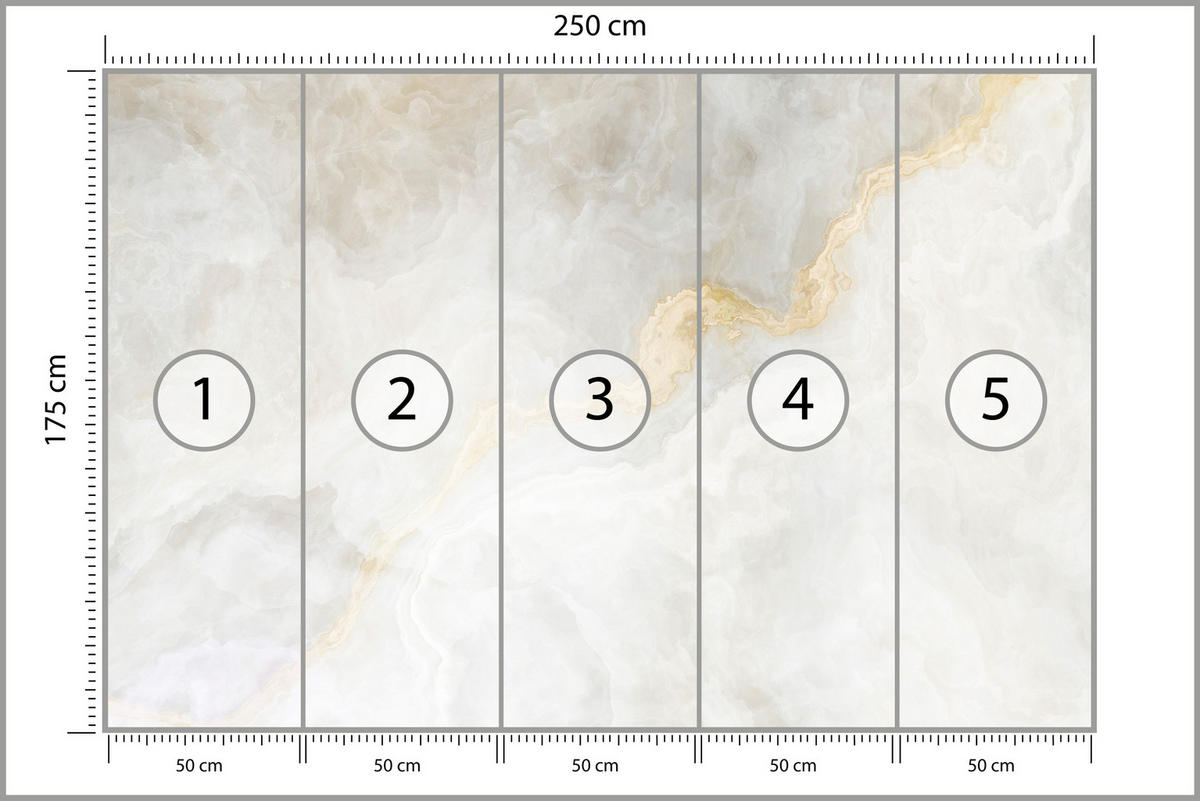 FOTOTAPETE für Wohnzimmer Zarter Marmor Goldakzente 250x175 - Beige/Goldfarben, Papier (250/175cm) - Muralo