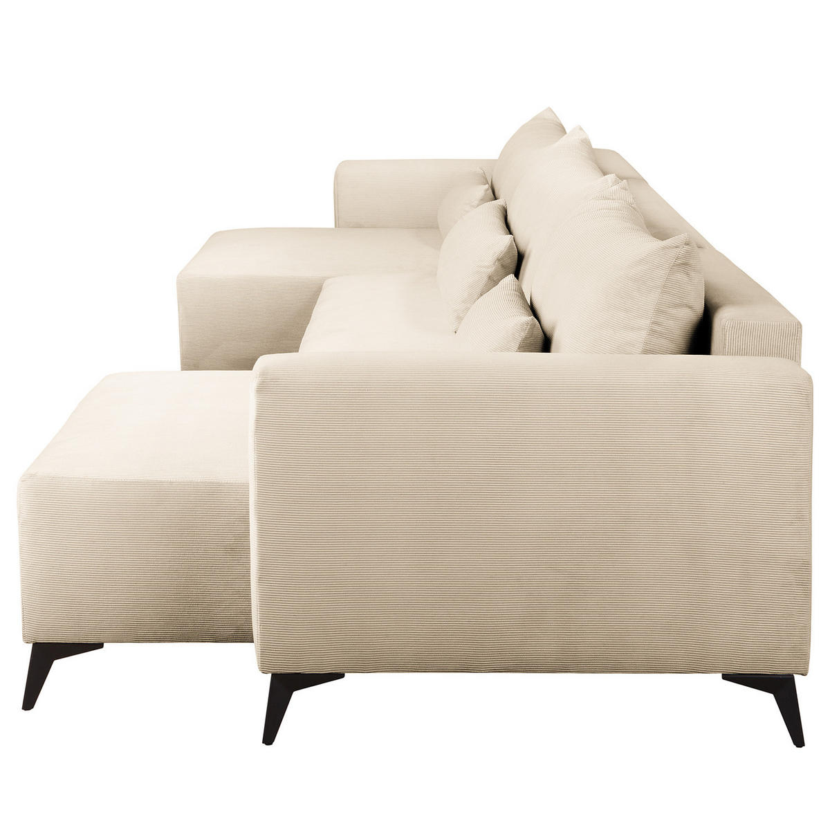 WOHNLANDSCHAFT - Beige/Schwarz, Textil (382/81/148cm) - home24