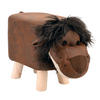 TIERHOCKER Stoff Holzbeine Deko Hocker Kinderhocker Kinder Löwe - Braun, Holz/Textil (21/29/41cm) - dasmöbelwerk