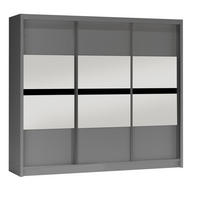 SCHWEBETÜRENSCHRANK RAKAN 250/215/61 cm 3-türig mit Spiegel Graphitfarben - Schwarz/Graphitfarben, Holzwerkstoff (250/215/61cm) - MASSENO