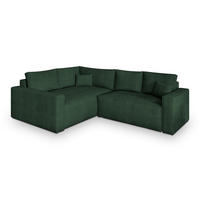 ECKSOFA ERONIS L-S Grün Kordstoff mit Schlaffunktion - Grün, Holz (265/194cm) - MASSENO