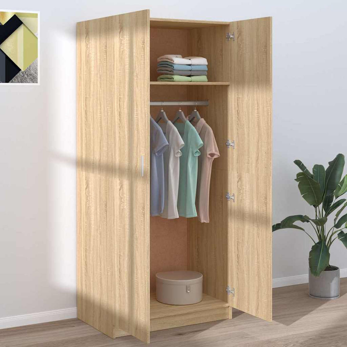 DREHTÜRENSCHRANK Duty 80/52/180 cm - Braun, Holzwerkstoff (80/180/52cm) - Nettlife