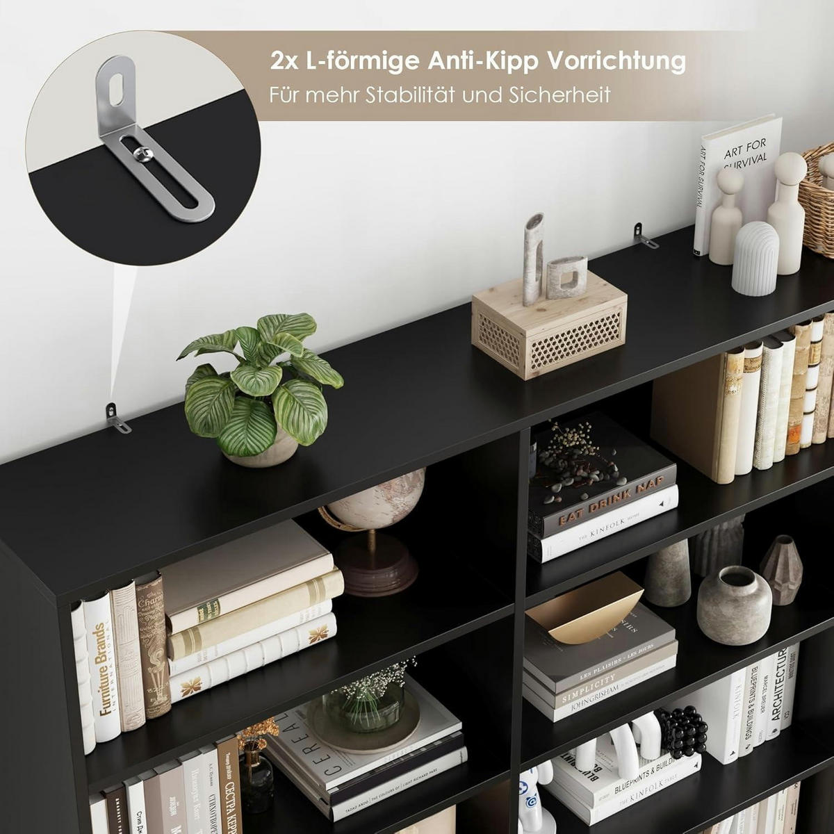 BÜCHERREGAL 120 x 30 x 188,7 cm schwarz - Schwarz, Holzwerkstoff (120/188.7/30cm)