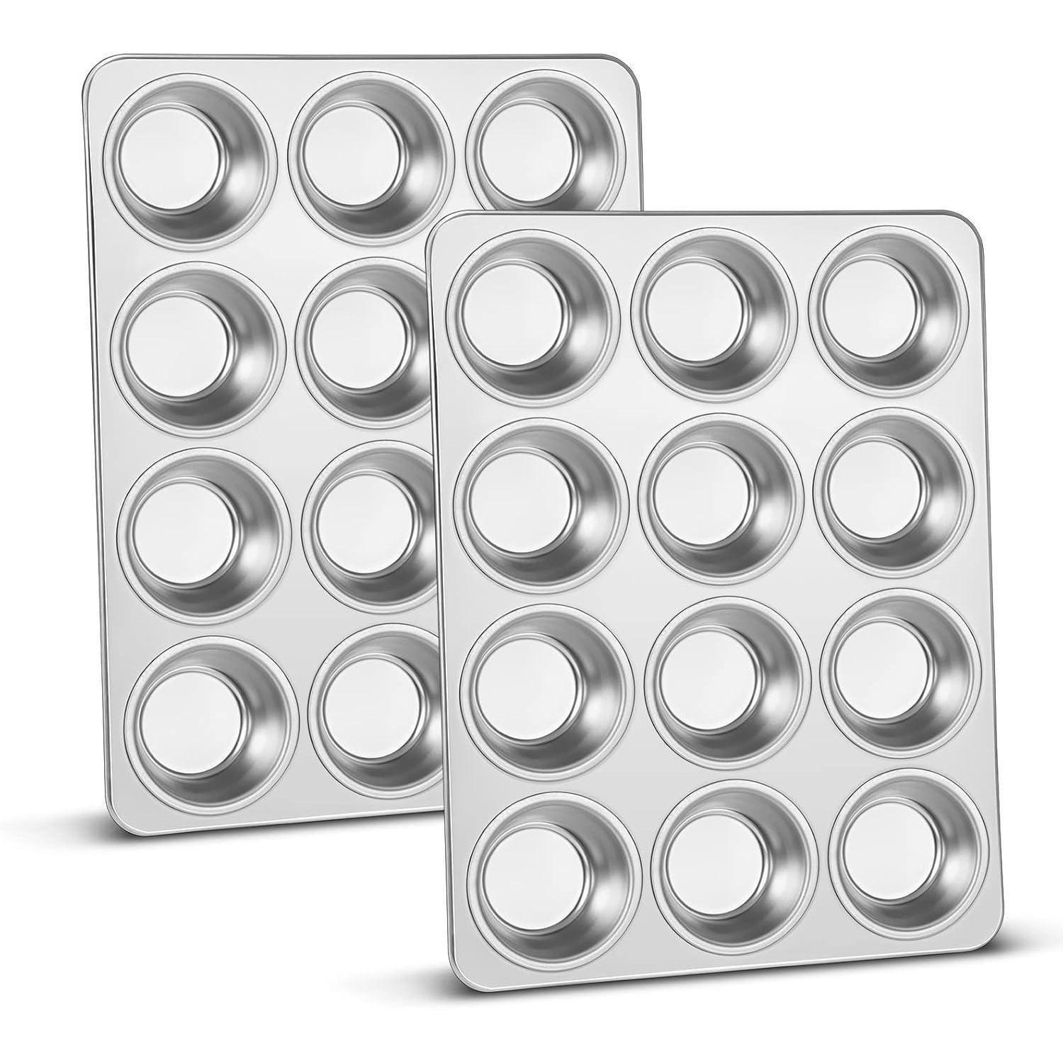 MUFFINBACKFORM 2er Set Edelstahl 12 Muffins - Silberfarben, Metall (26.5/3/35cm)