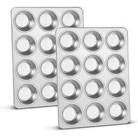 MUFFINBACKFORM 2er Set Edelstahl 12 Muffins - Silberfarben, Metall (26.5/3/35cm)
