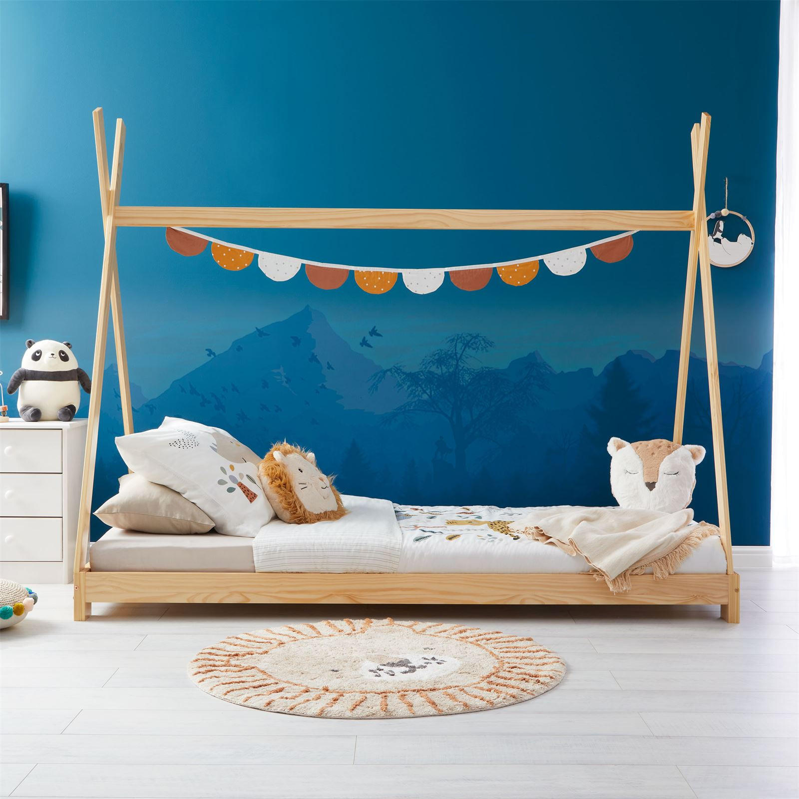 TIPIBETT ELIN 90x200 cm - Naturfarben, Holz (95/167/205cm) - IDIMEX