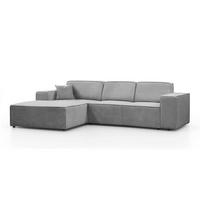ECKSOFA ohne Schlaffunktion Pedro L hellgrau links - Hellgrau/Schwarz, Kunststoff/Textil (267/170cm) - Beautysofa