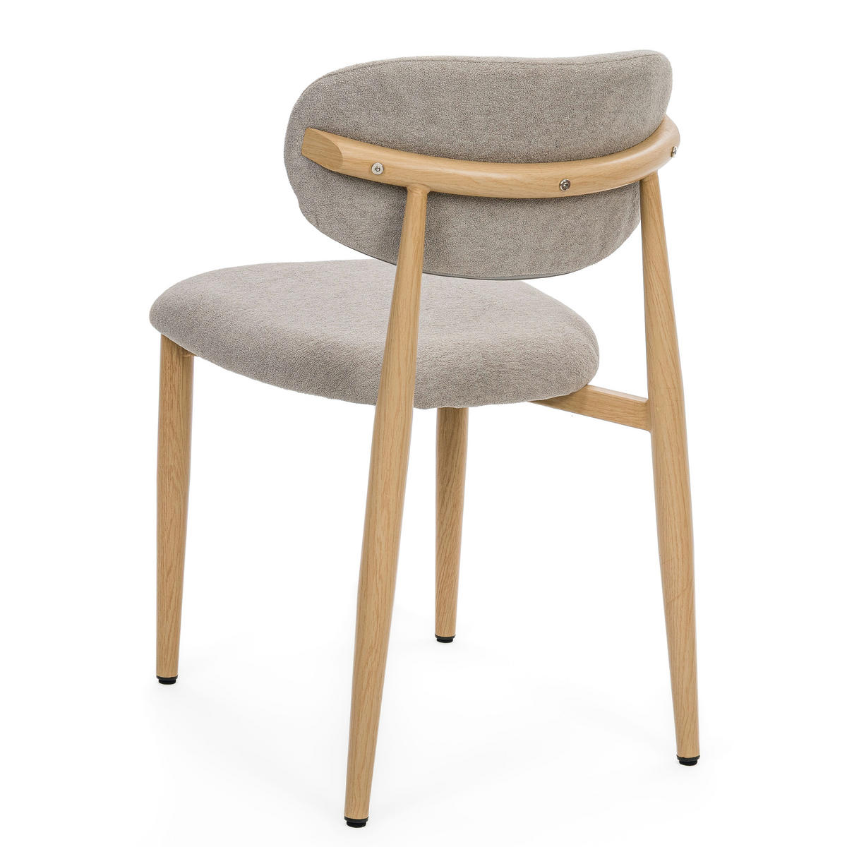 STUHL ALMO gepolstert Beine in Holzoptik - hellgrau - Boucle - Eichefarben/Hellgrau, Textil/Metall (47/77/54cm) - NEW HOME