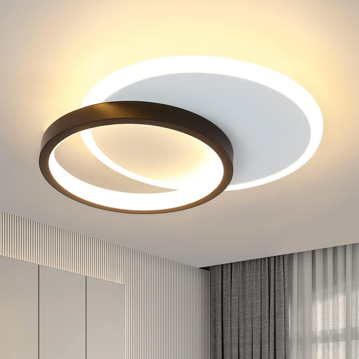 LED-DECKENLEUCHTE Baldwin 25/25/5 cm - Schwarz/Weiß, Metall (25/25/6cm) - Nettlife