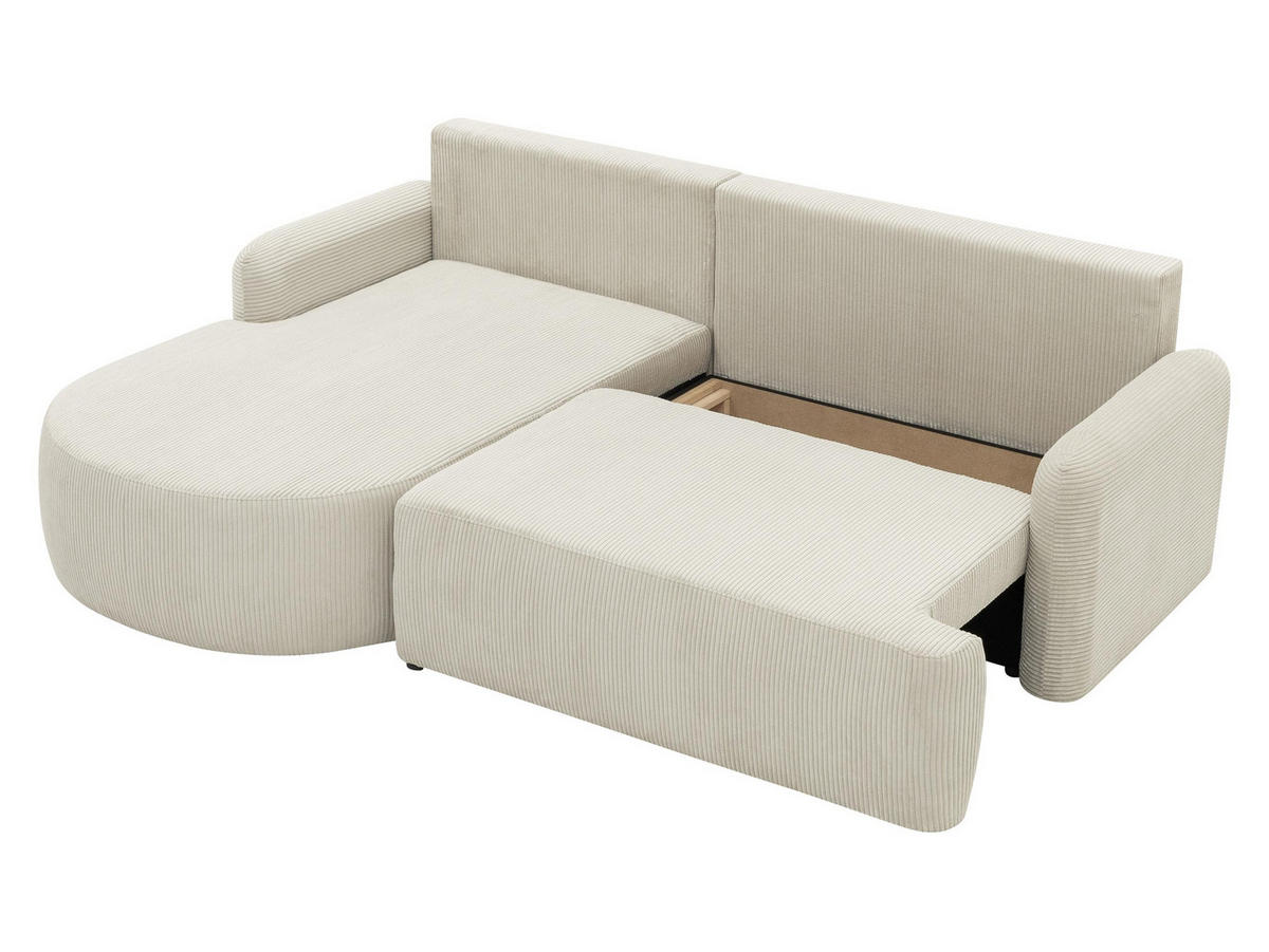 ECKSOFA Loridu Cord, Seite: Links - Schwarz/Grau, Holz/Kunststoff (250/174cm) - MIRJAN24