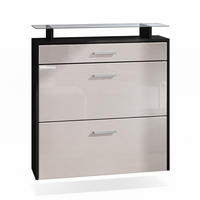 SCHUHSCHRANK Malea Front in Sandgrau Hochglanz - Sandfarben, Holzwerkstoff (89/96/23cm) - Vladon