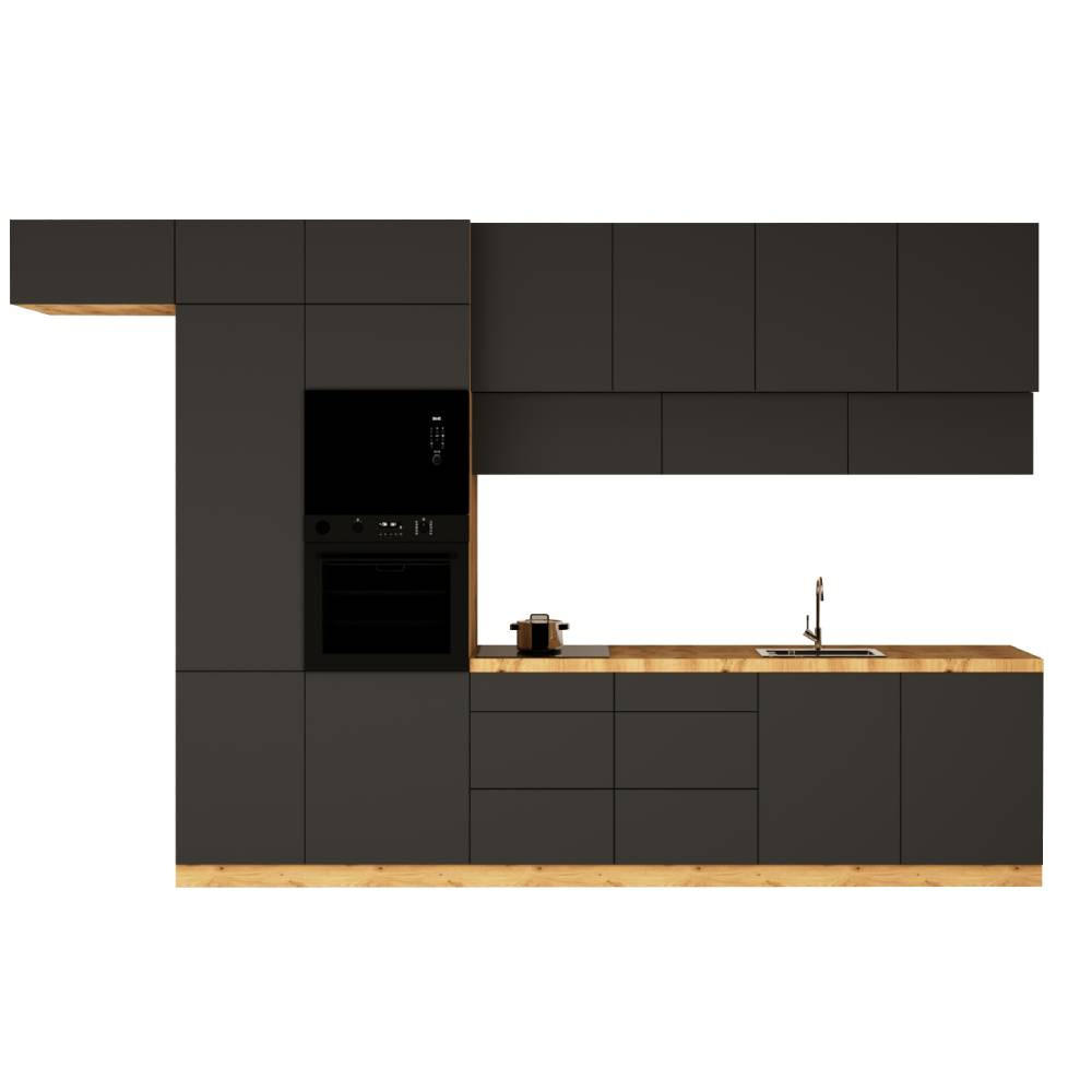 KÜCHENZEILE 400 cm - Langen KL4-M400 in Grau/Matt - Grau, Holz (400/248/58cm)