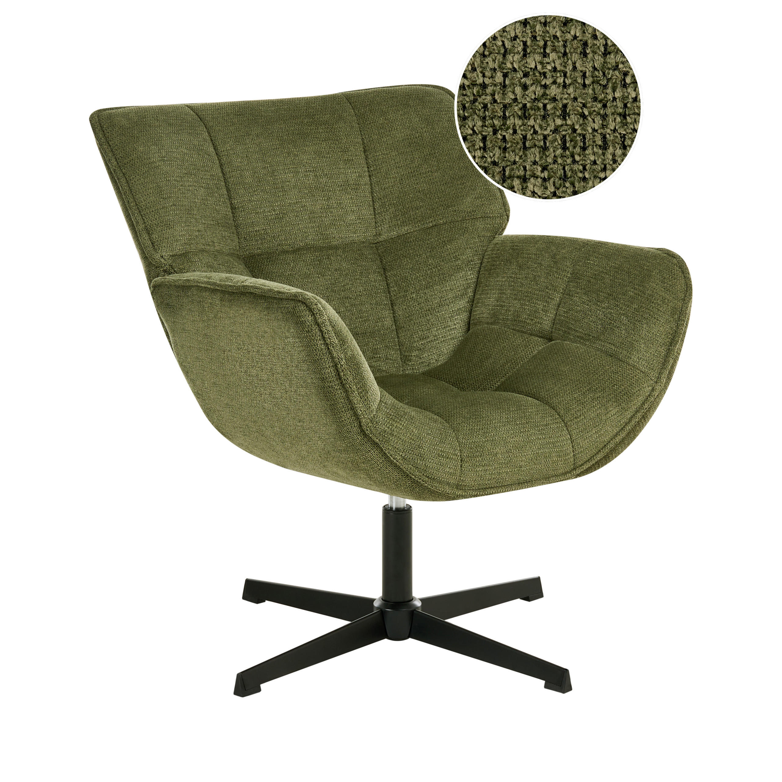 DREHSESSEL Stoff Grün Auma - Schwarz/Grün, Textil/Metall (71/85/78cm) - Beliani