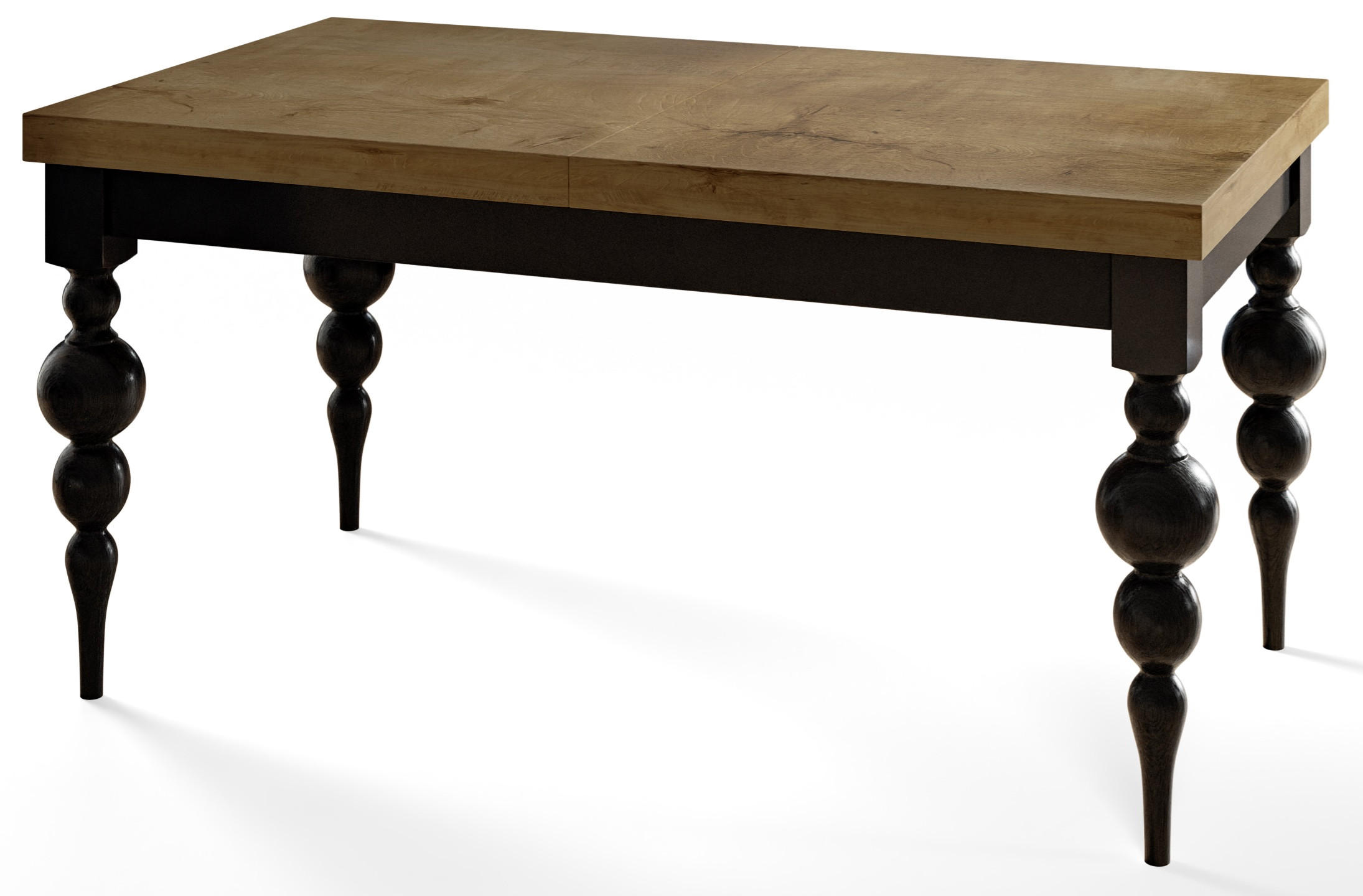 ESSZIMMERTISCH LENA, ausziehbarer Tisch 120-160X80X78,5 cm, Farbe: LEFKAS, mit Tischbeinen in Farbe Schwarz - Dunkelbraun/Schwarz, Holzwerkstoff (120/80/79cm) - Alpi-Möbel
